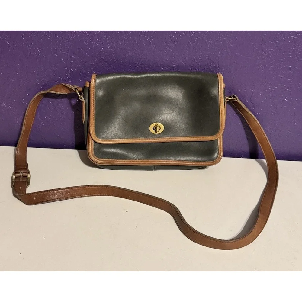 Vintage Coach Compartment Bag 9850 Forrest Green Tabac Spectator Crossbody Rare